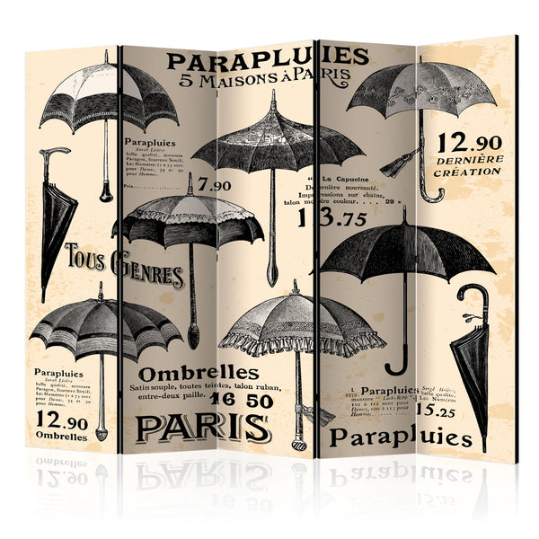 sconto Paravento 5 Pannelli - Vintage Umbrellas II 225x172cm Erroi