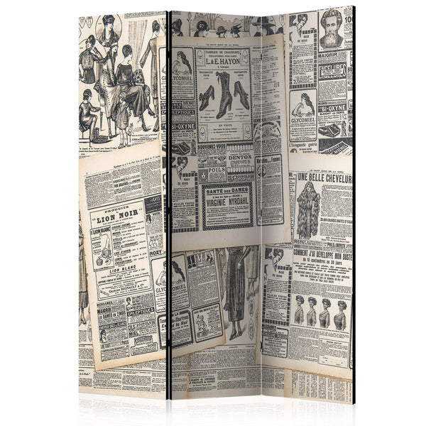 Paravento 3 Pannelli - Vintage Newspapers 135x172cm Erroi sconto