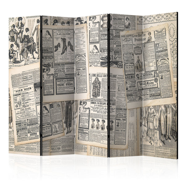 sconto Paravento 5 Pannelli - Vintage Newspapers II 225x172cm Erroi