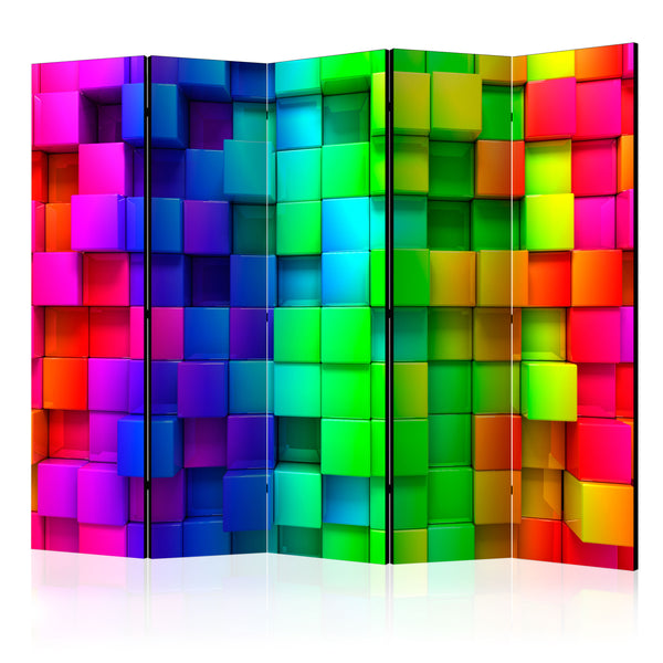 acquista Paravento 5 Pannelli - Colourful Cubes II 225x172cm Erroi