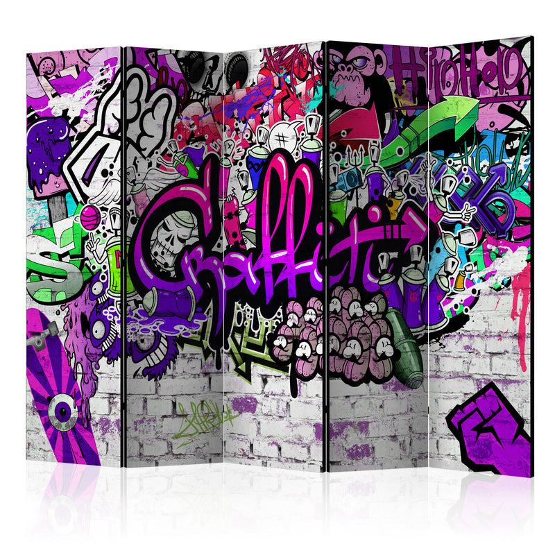Paravento 5 Pannelli - Purple Graffiti 225x172cm Erroi-1
