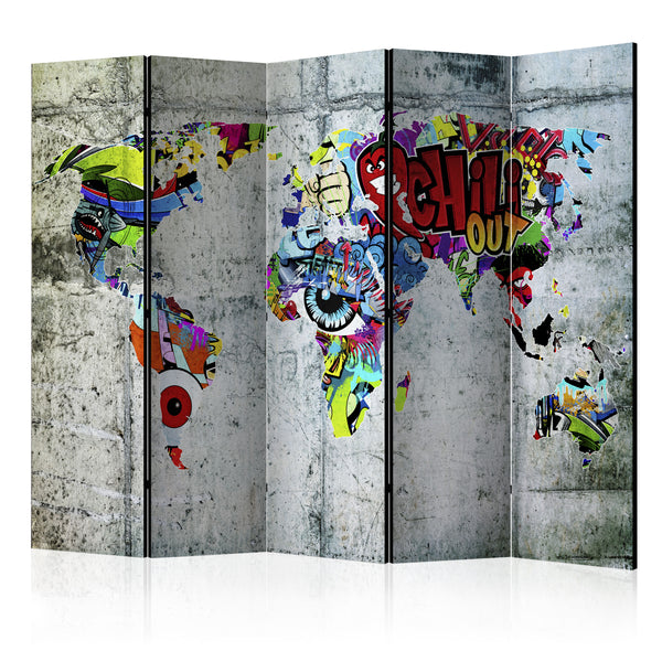 sconto Paravento 5 Pannelli - Graffiti World 225x172cm Erroi