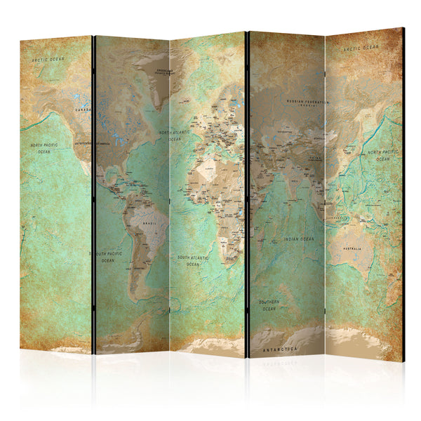 prezzo Paravento 5 Pannelli - Turquoise World Map 225x172cm Erroi