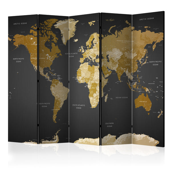 Paravento 5 Pannelli - World Map On Dark Background 225x172cm Erroi online