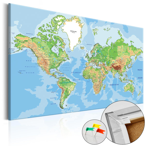 Quadro Di Sughero - World Geography [Cork Map] 90x60cm Erroi prezzo