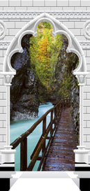 Carta da Parati Fotomurale per Porta - Arch And Wooden Path i 100x210 cm Erroi-2