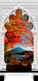 Carta da Parati Fotomurale per Porta - Gothic Arch And Mount Fuji i 100x210 cm Erroi-2