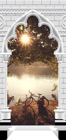 Carta da Parati Fotomurale per Porta - Gothic Arch And Lake i 100x210 cm Erroi-2