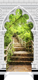 Carta da Parati Fotomurale per Porta - Gothic Arch And Stone Staircase i 80x210 cm Erroi-2