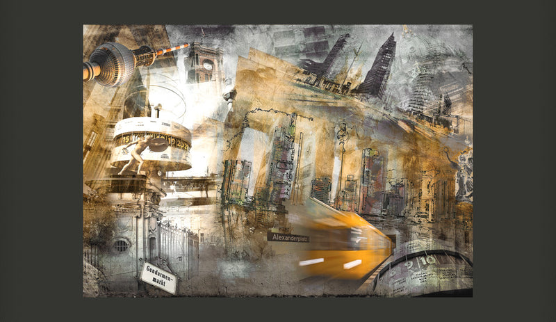 Fotomurale - Berlino - Collage Arancione 300X210 cm Carta da Parato Erroi-2