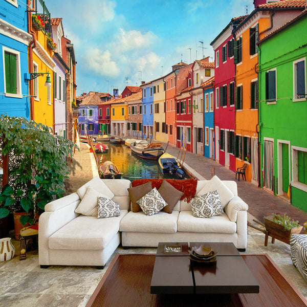 acquista Fotomurale - Colorful Canal In Burano Carta Da Parato Erroi