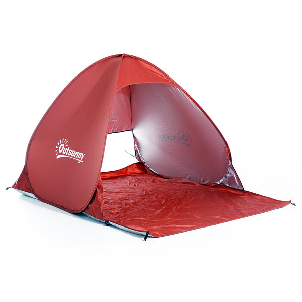 sconto Tenda da Spiaggia Campeggio Impermeabile Apertura Pop-Up 150x200x115 cm Rosso