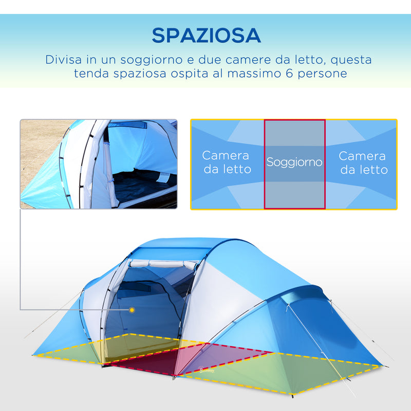 Tenda da Campeggio per 6 Persone 460x230x195 cm -4