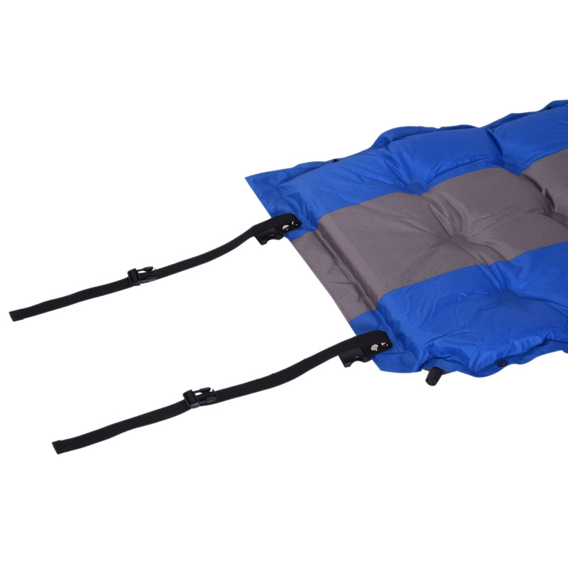 Materassino Gonfiabile da Campeggio con Cuscino in PVC Blu e Grigio 191x63x5 cm -10