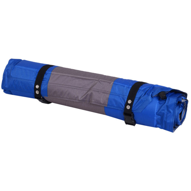 Materassino Gonfiabile da Campeggio con Cuscino in PVC Blu e Grigio 191x63x5 cm -4