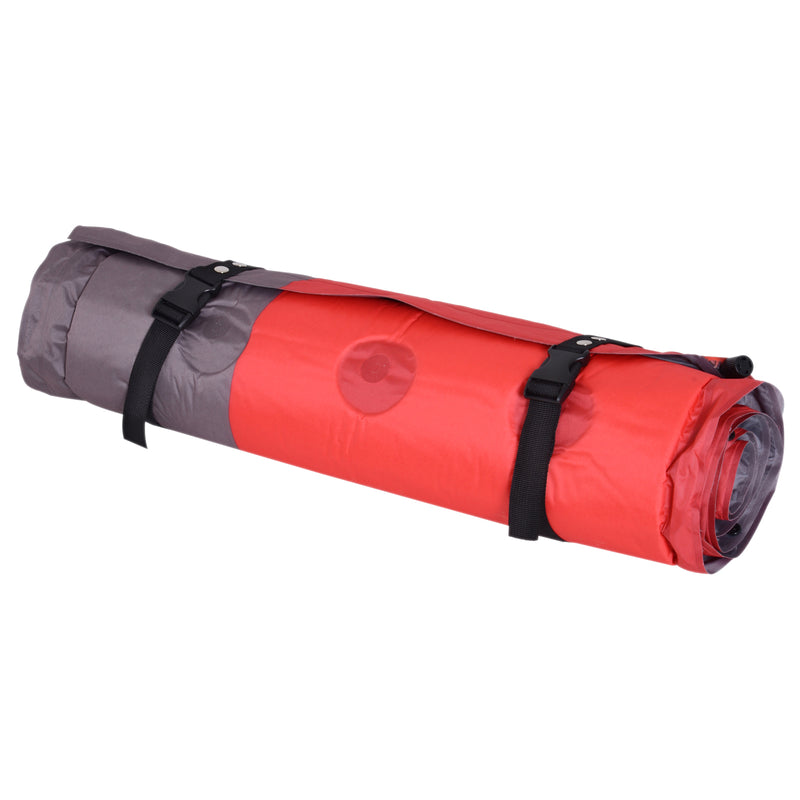 Materassino Gonfiabile da Campeggio con Cuscino PVC Rosso 191x63x5 cm -6