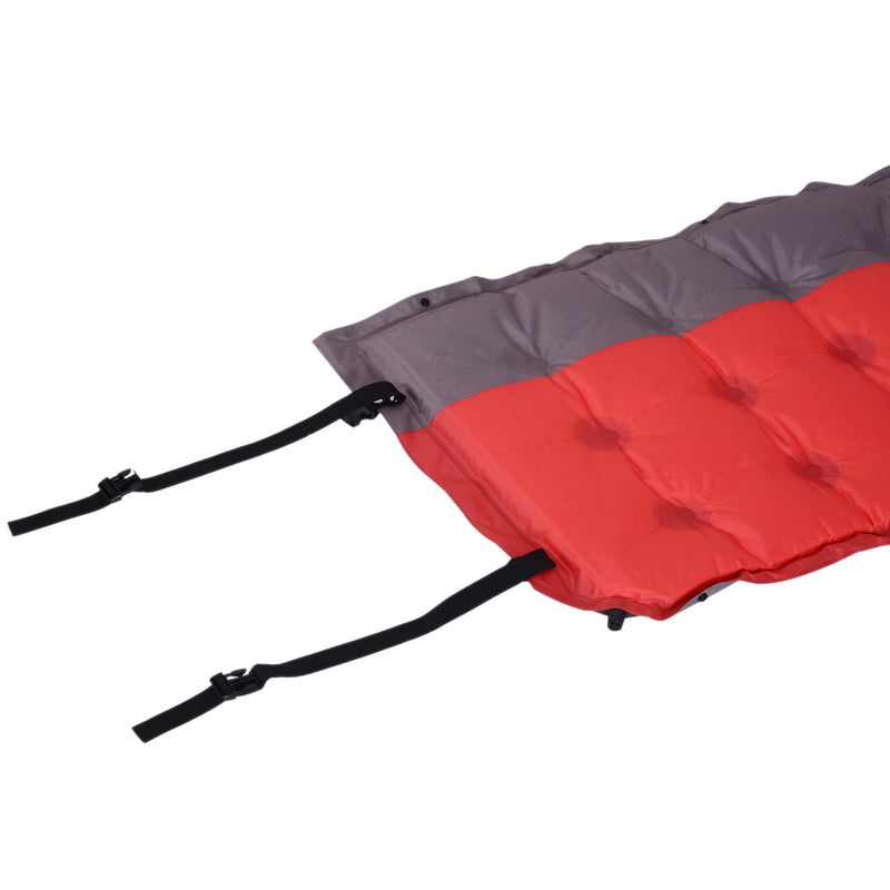 Materassino Gonfiabile da Campeggio con Cuscino PVC Rosso 191x63x5 cm -7