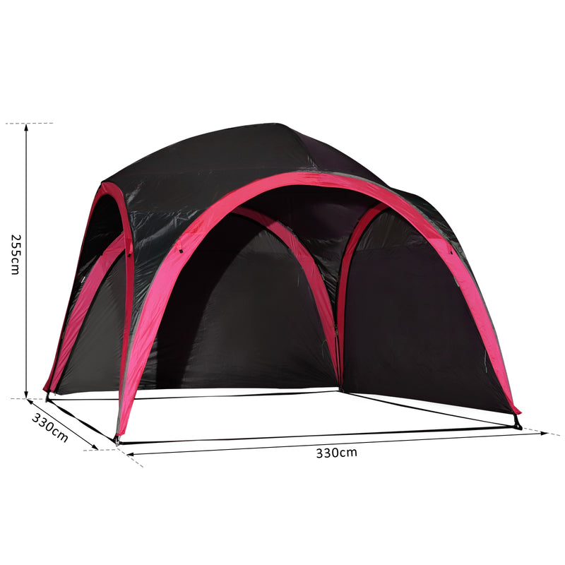 Tenda da Spiaggia Campeggio Protezione Raggi UV Nera e Rossa 3.3x3.3x2.55 cm -3