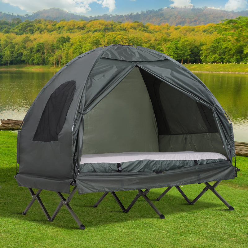 Tenda da campeggio pieghevole per 2 persone resistente all'acqua e ai raggi  UV con materasso ad aria 193x145x180cm - Costway