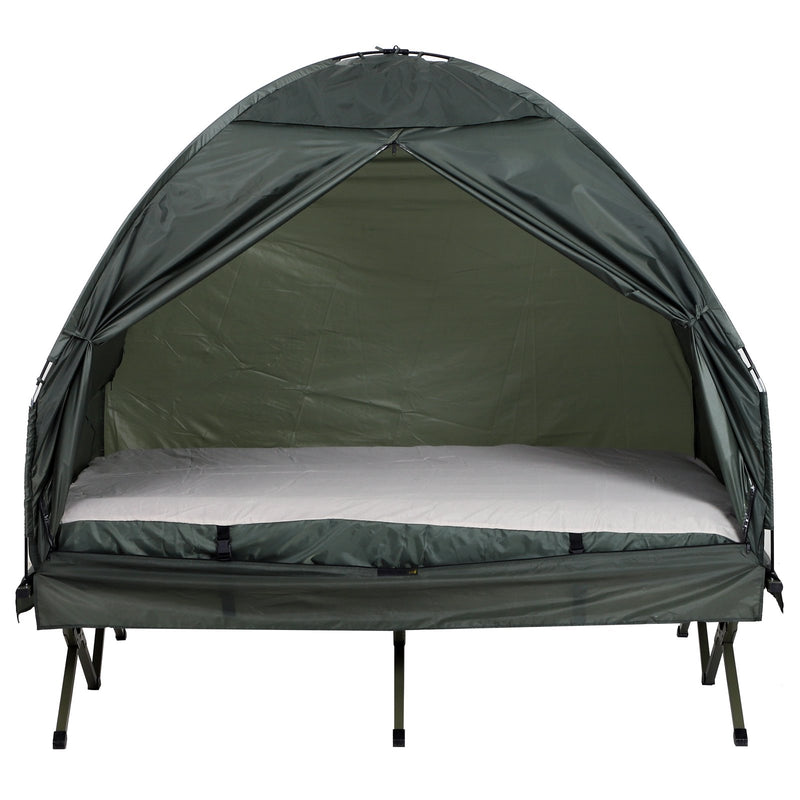 Tenda da Campeggio a 2 Posti con Materasso Gonfiabile e Borsa in Polietilene Verde Scuro 193x136x136 cm -3