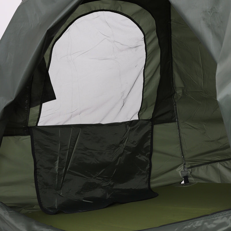 Tenda da Campeggio a 2 Posti con Materasso Gonfiabile e Borsa in Polietilene Verde Scuro 193x136x136 cm -4