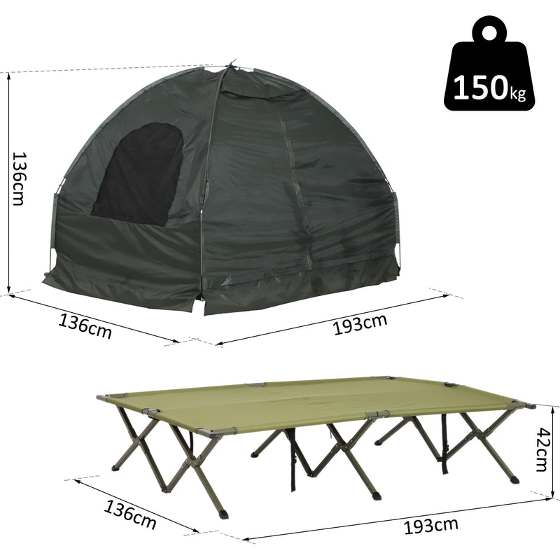Tenda da Campeggio a 2 Posti con Materasso Gonfiabile e Borsa in Polietilene Verde Scuro 193x136x136 cm -7