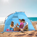 Tenda da Spiaggia Impermeabile Pop Up con Corde e Picchetti Azzurro -2