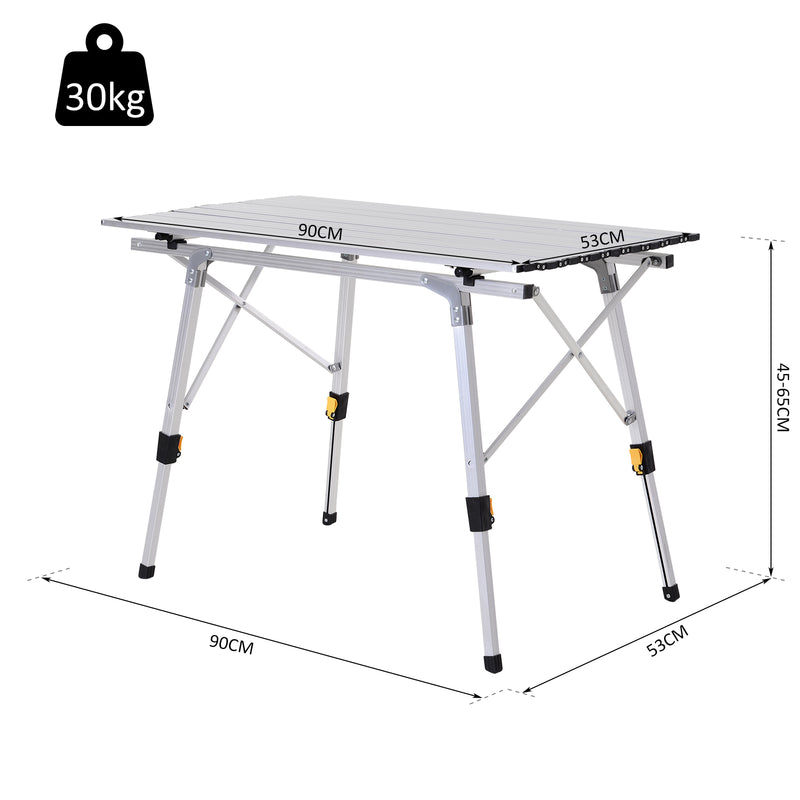 Tavolo da Campeggio Picnic Avvolgibile in Alluminio 90x53x45/65 cm  Wrap-6