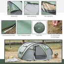 Tenda da Campeggio Pop Up 4-5 Persone 263,5x220x123 cm con Porte e Finestre Verde e Grigio-7