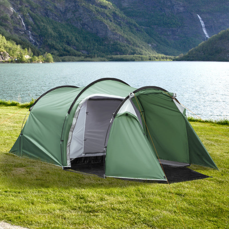 Tenda da Campeggio 4 Persone 426x206x154 cm con Vestibolo Verde