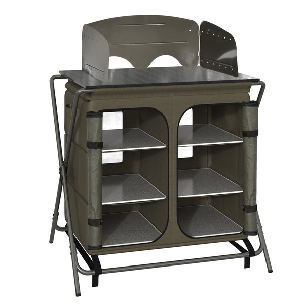 Tavolino Cucina da Campeggio Pieghevole 94x57x109 cm in Alluminio Verde acquista