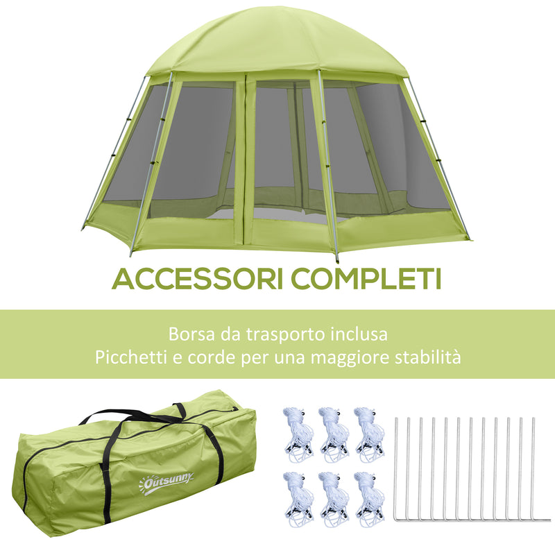 Tenda da Campeggio 6-8 Persone Ø4,93x2,4m in Tessuto Taffetà Verde-4