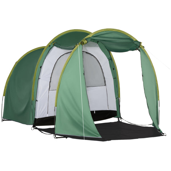 Tenda da Campeggio 4-6 Persone 410x240x195 cm 2 Spazi 4 Porte a Cerniera Verde online