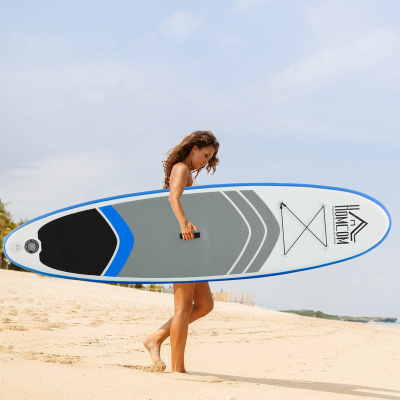 SUP Tavola Stand Up Paddle Gonfiabile 305x80x15 cm per Adulti e Teenager Blu e Bianco-2