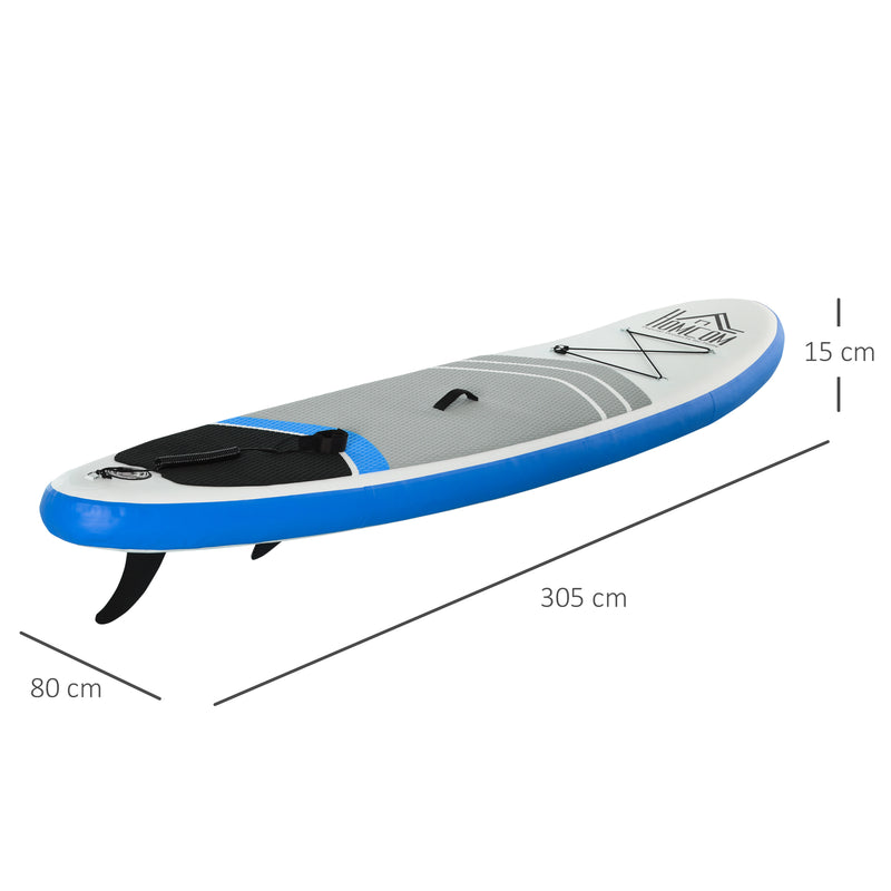 SUP Tavola Stand Up Paddle Gonfiabile 305x80x15 cm per Adulti e Teenager Blu e Bianco-3