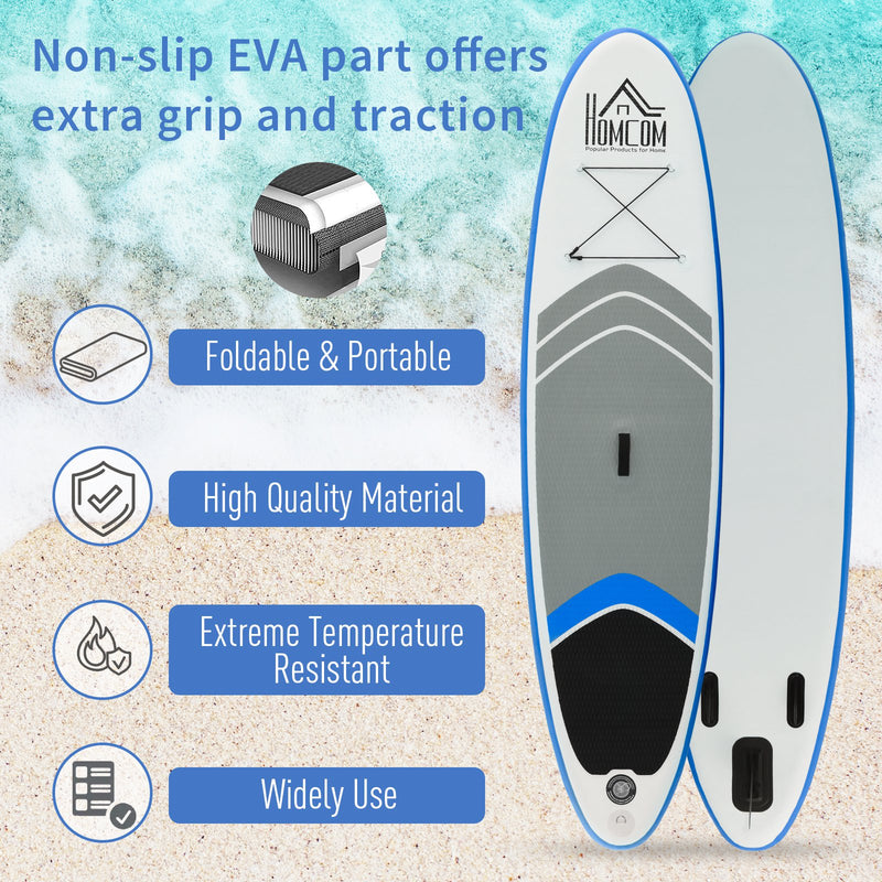SUP Tavola Stand Up Paddle Gonfiabile 305x80x15 cm per Adulti e Teenager Blu e Bianco-4