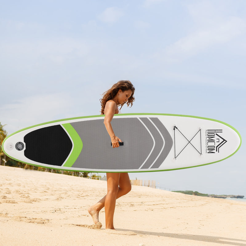 SUP Tavola Stand Up Paddle Gonfiabile 305x80x15 cm per Adulti e Teenager Verde e Bianco-2