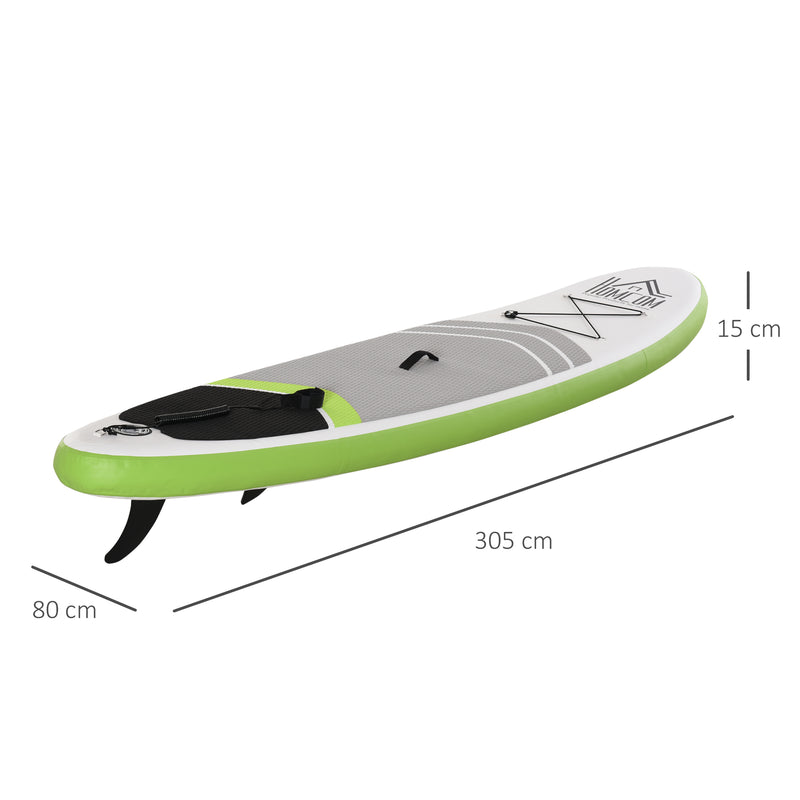 SUP Tavola Stand Up Paddle Gonfiabile 305x80x15 cm per Adulti e Teenager Verde e Bianco-3