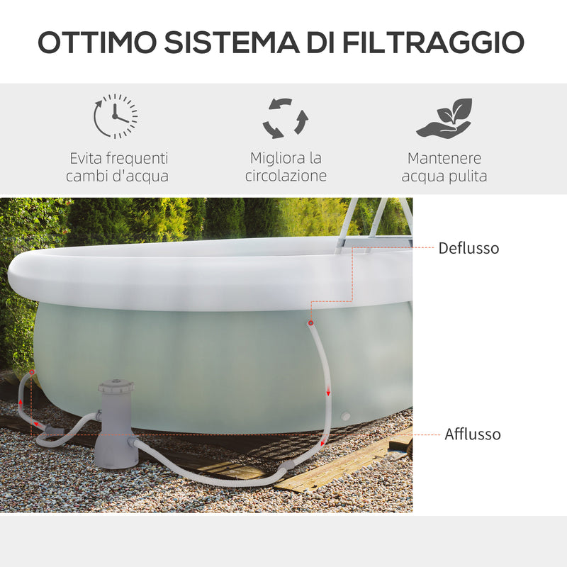 Piscina Fuori Terra 540x304x106 cm Telaio in Acciaio con Filtro e Scaletta Grigia-4