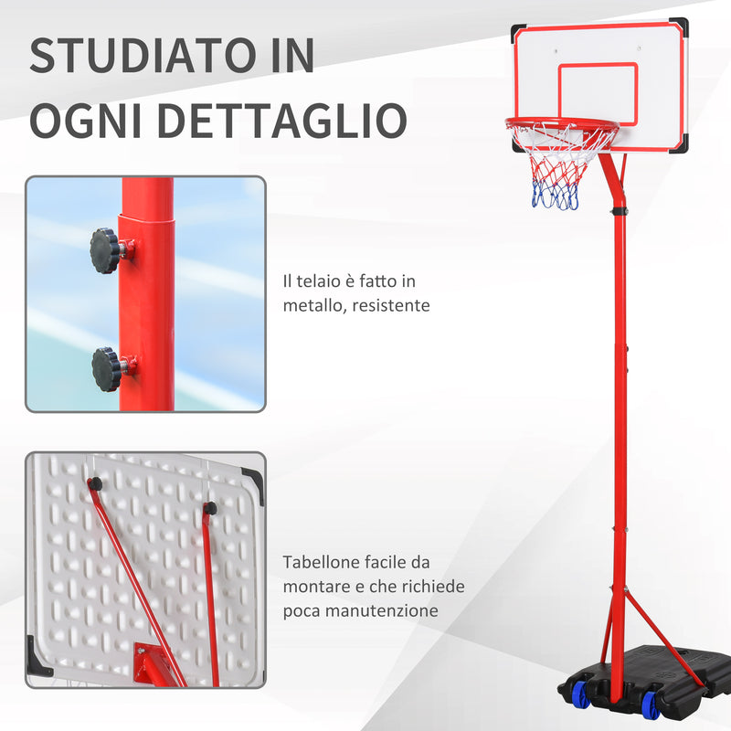 Canestro da Basket da Esterno con Supporto e Altezza Regolabile in Metallo  Rosso e Bianco – acquista su Giordano Shop