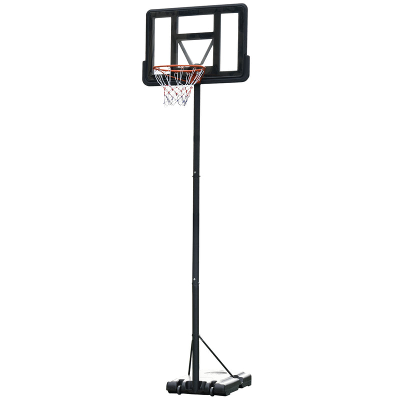 Canestro Basket da Esterno Altezza Regolabile 231-305 cm in Acciaio con Ruote Nero-1