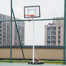 Canestro Basket da Esterno Altezza Regolabile 210-260 cm Ruote Integrate Bianco-2
