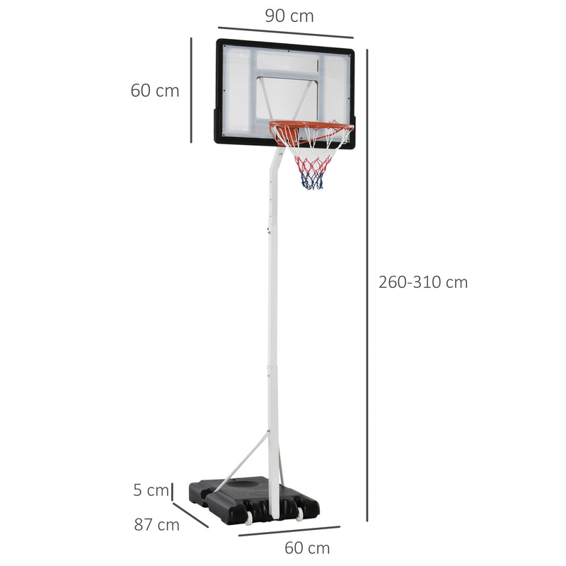 Canestro Basket da Esterno Altezza Regolabile 210-260 cm Ruote