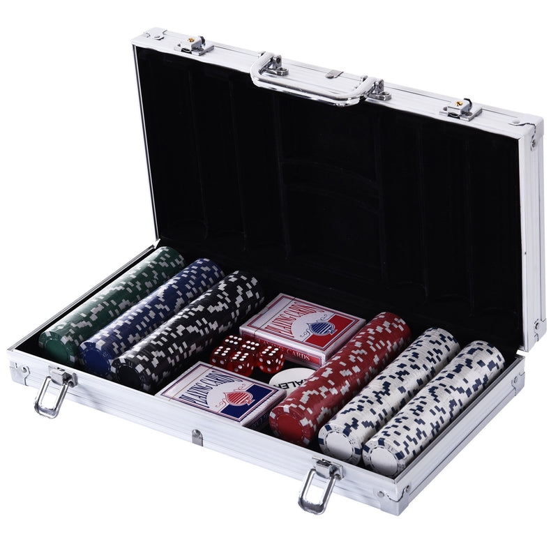 Set 300 Fiches da Poker 2 Mazzi di Carte e Pulsante Dealer con Valigetta-1