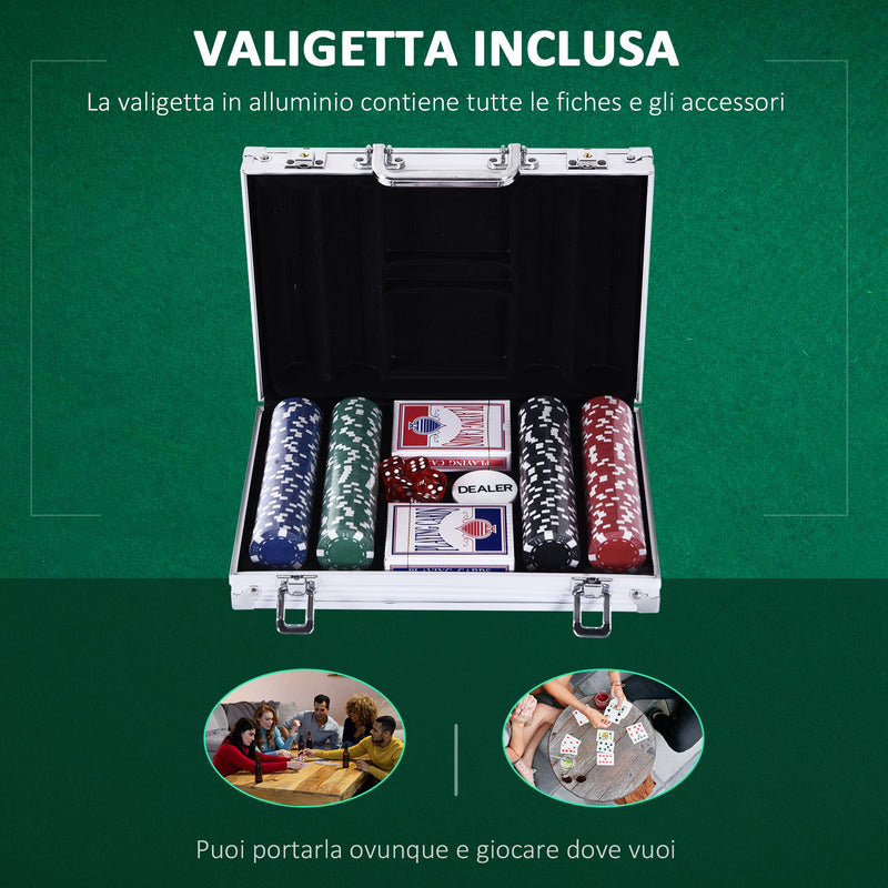 Set 200 Fiches da Poker 2 Mazzi di Carte e Pulsante Dealer con Valigetta-5