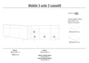 Mobile 3 Ante 3 Cassetti 164x92x41 cm Ossido Bianco/Marmo Calacatta-2