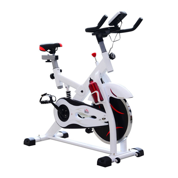 online Spin Bike per Spinning Professionale con Schermo LCD Bianco 105x49x119 cm