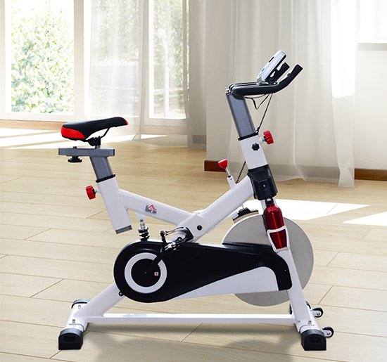 Cyclette per Allenamento Professionale Fitness 105x45x103 cm Bianco -2