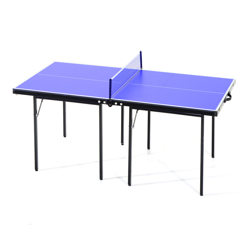 Tavolo da Ping Pong Pieghevole in Legno MDF 153x76.5x67 cm Blu e Nero -4