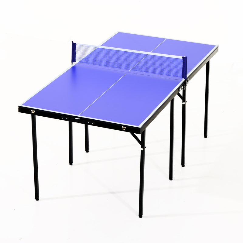 Tavolo da Ping Pong Pieghevole in Legno MDF 153x76.5x67 cm Blu e Nero -6